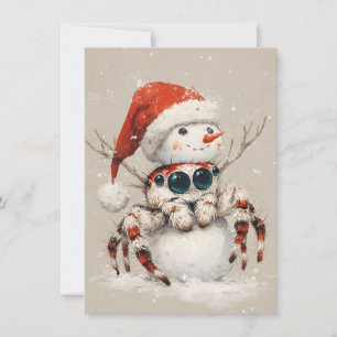 Kerstkaarten met Vintage Springende Spinnen Sneeuw Feestdagenkaart