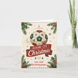 Kerstkaarten met vintage voetbal feestdagen kaart