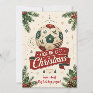 Kerstkaarten met vintage voetbal feestdagenkaart