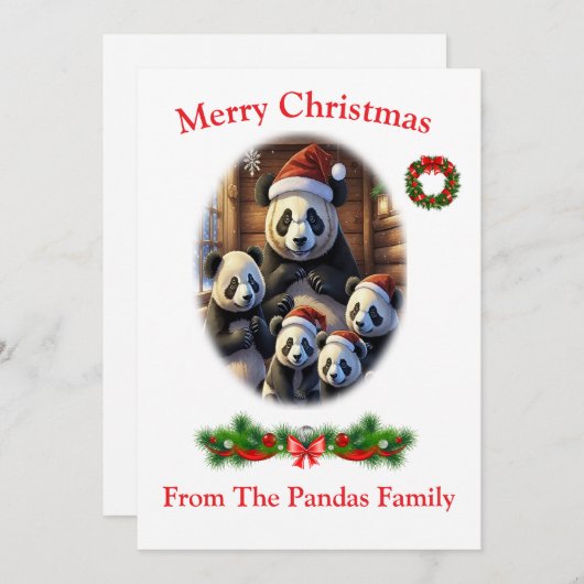 Kerstkaarten van panda's kaart (Voorkant / Achterkant)