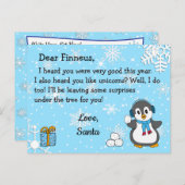 Kerstkaarten van Sinterklaas: Kerst Pengoen & Snee Feestdagenkaart (Voorkant / Achterkant)