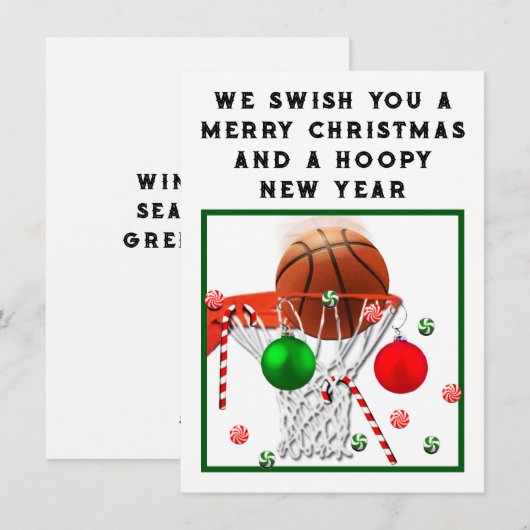 kerstkaarten voor Basketball Holiday Feestdagenkaart (Voorkant / Achterkant)