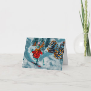 kerstkaarten voor rendierskiën kaart