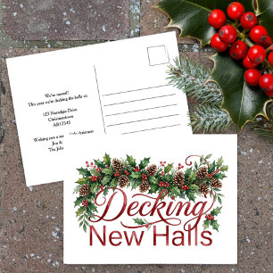 Kerstkaarten voor verhuizing: 'Decking New Halls' Feestdagenkaart