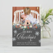 kerstkaarten | Vrolijk kerstfeest in script Feestdagenkaart (Staand voorkant)