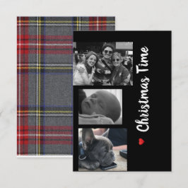 Kerstkaartfamilie zwart-wit kaart