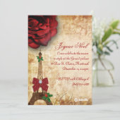 Kerstkaartje Eiffeltoren  Roos Kaart (Staand voorkant)