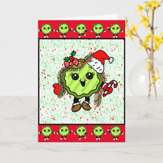 kerstkaartje | Funny Holiday Pickle Kaart (Gele Bloem)