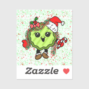 kerstkaartje   Funny Holiday Pickles Sticker