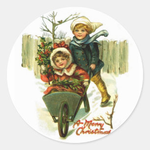  kerstkaartjes ronde sticker