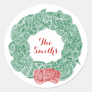 kerstkaartjes ronde sticker