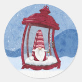Kerstkabouter in lantaarn sticker (Voorkant)