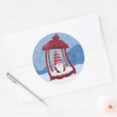 Kerstkabouter in lantaarn sticker (Envelop)