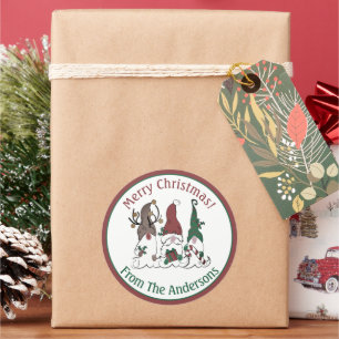 Kerstkabouter Kerstman Elf Rendier Sfeervol Kerstm Ronde Sticker