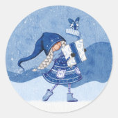 Kerstkabouter met cadeaus Sticker (Voorkant)