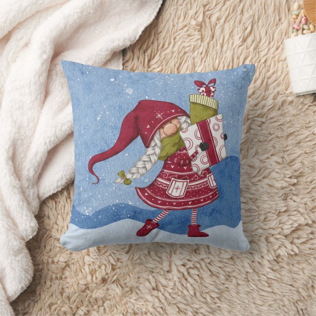 Kerstkabouter met cadeaus werpkussen kussen (Deken)
