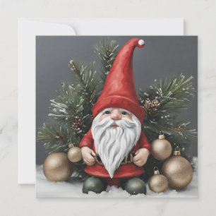Kerstkabouter met kerstversiering feestdagenkaart