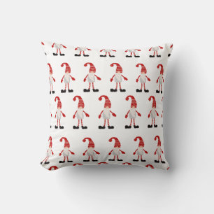 Kerstkabouter Nordic Grijs Rood Wit Patroon Kussen
