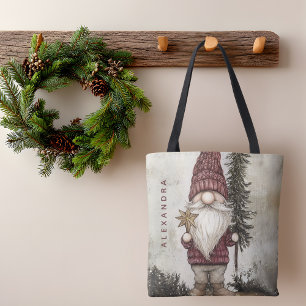 Kerstkabouter voor de feestdagen Aangepaste naam Draagtas