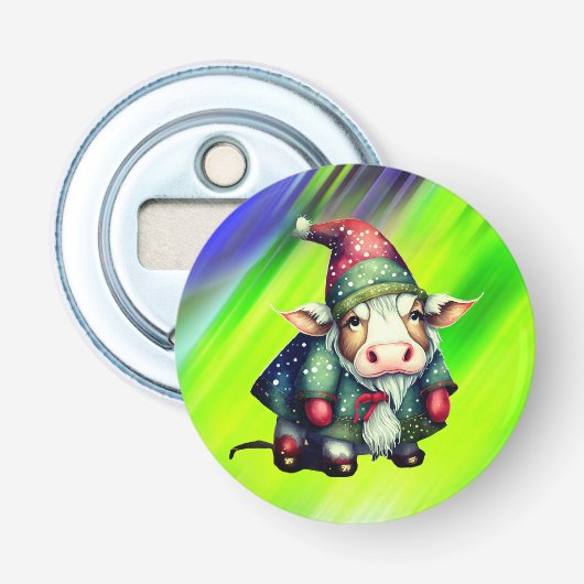 Kerstkabouterkoe Design-83456 Button Flesopener (Voorkant)