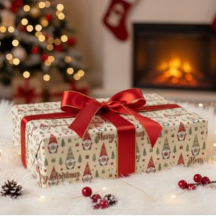 Kerstkabouterpatroon Inpakpapier