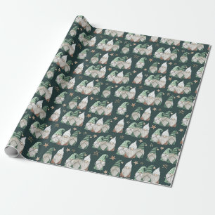 Kerstkabouters Groen Goud Trend Scandinavisch Cadeaupapier