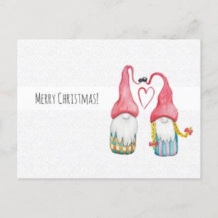 Kerstkabouters Verliefd Watercolor Handgeschilderd Briefkaart