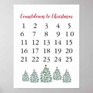 Kerstkalender Aftellen tot Kerstmis Poster
