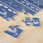 Kerstkalk blauw rendiertje legpuzzel (Zijkant)