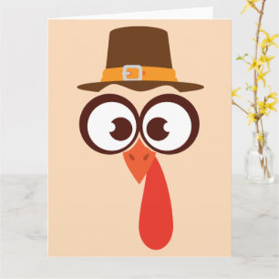 Kerstkalkoen Schattig Grappig Dwaze Gezicht Cartoo Kaart