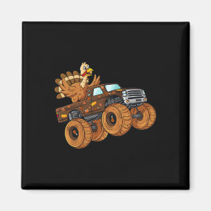 Kerstkalkoenrijdende monstertruckjongens Kids Magneet