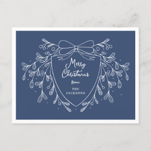 Kerstkam met maretak blauw en wit feestdagenkaart