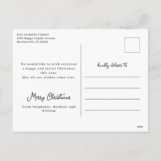 Kerstkam met maretak Grijs en wit Feestdagenkaart (Achterkant)