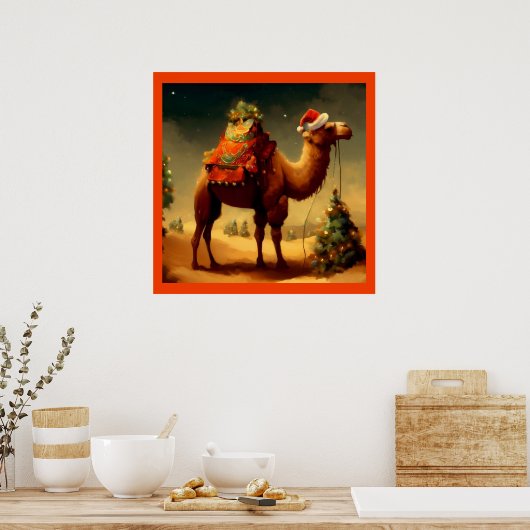 Kerstkameel 1 poster (Keuken)