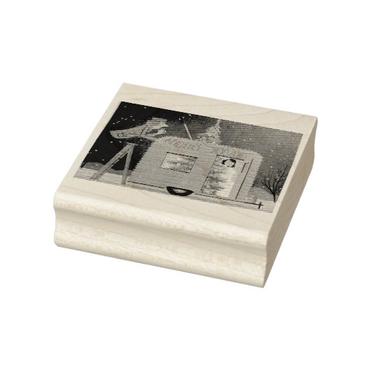 Kerstkameraanhangwagen, rubberen retro-rubber stem rubberstempel (Stempel)