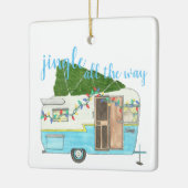  kerstkampeertrailer keramisch ornament (Links)