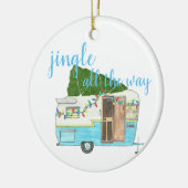  kerstkampeertrailer keramisch ornament (Links)