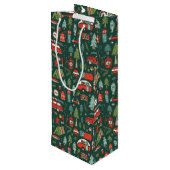 Kerstkamperen in rustieke stijl wijn cadeautas (Achterkant Gekanteld)