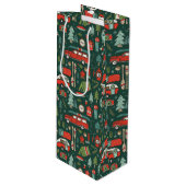 Kerstkamperen in rustieke stijl wijn cadeautas (Voorkant Gekanteld)