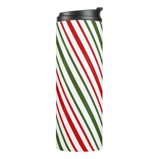 Kerstkandijpijp Diagonale Stripes Noel Pillar Thermosbeker (Gedraaid links)