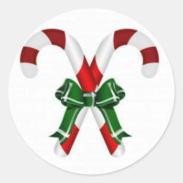 kerstkandystick met boog ronde sticker