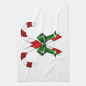 kerstkandystick met boog theedoek (Verticaal)