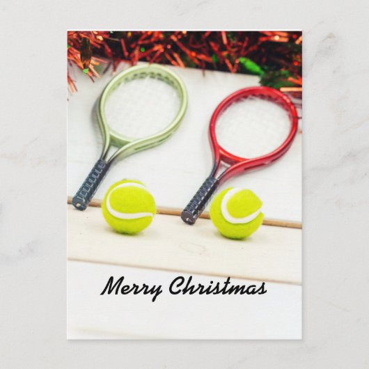 Kerstkaneelversiering met tennisbal met racket briefkaart (Voorkant)