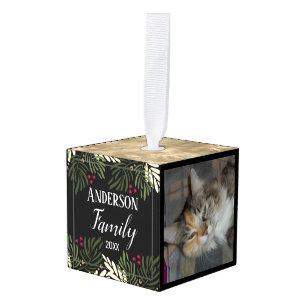 Kerstkantoor Fotofamilie Kubus Ornament