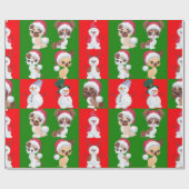 Kerstkarakters herhalen patroon cadeaupapier (Vlak)