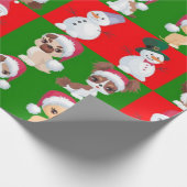 Kerstkarakters herhalen patroon cadeaupapier (Hoek)