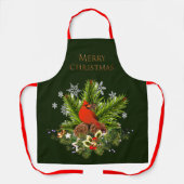 Kerstkardinaal en Greenery Holiday Schort (Voorkant)