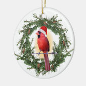 kerstkardinaal keramisch ornament (Links)