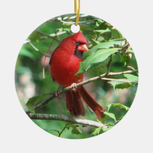 kerstkardinaal keramisch ornament (Voorkant)