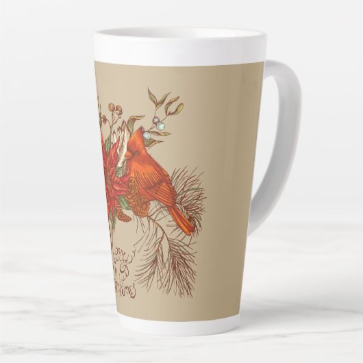 kerstkardinaal latte mok (Rechterhoek)